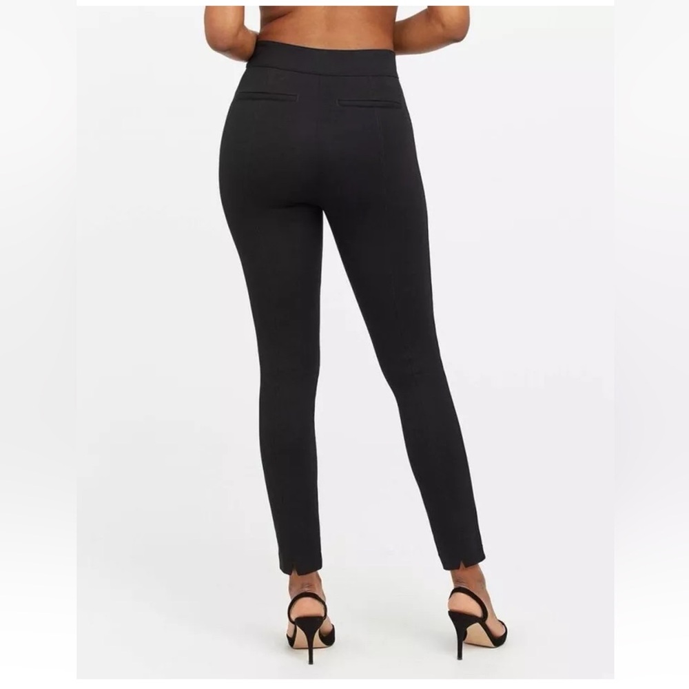Spanx The Perfect Pant Womens M Black Ankle Back Seam Ponte Pull On Stretch